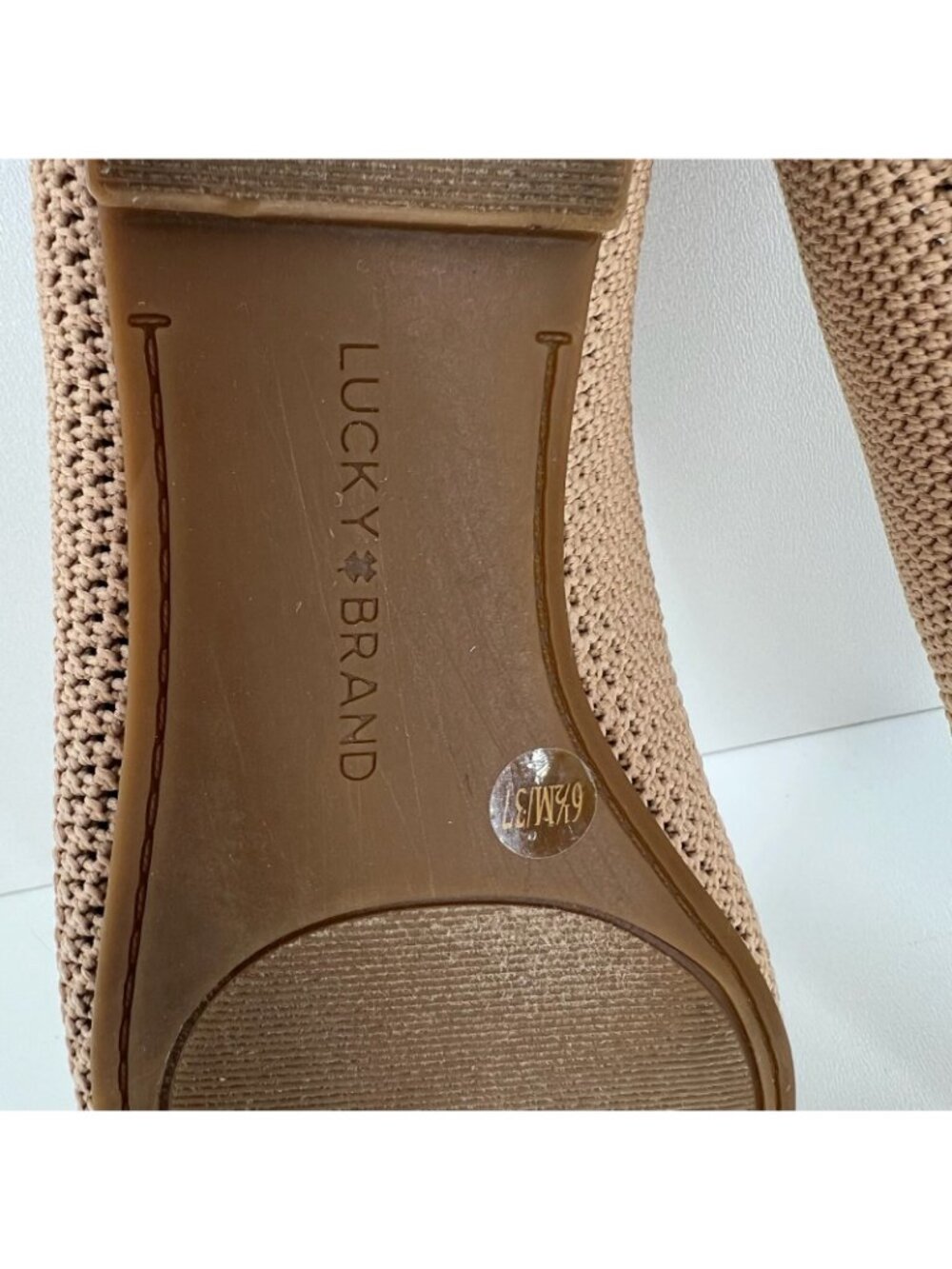 Lucky Brand Daneric Knit Ballet Flats Size 6.5 Washable Slip On Square Toe Beige - Picture 11 of 12